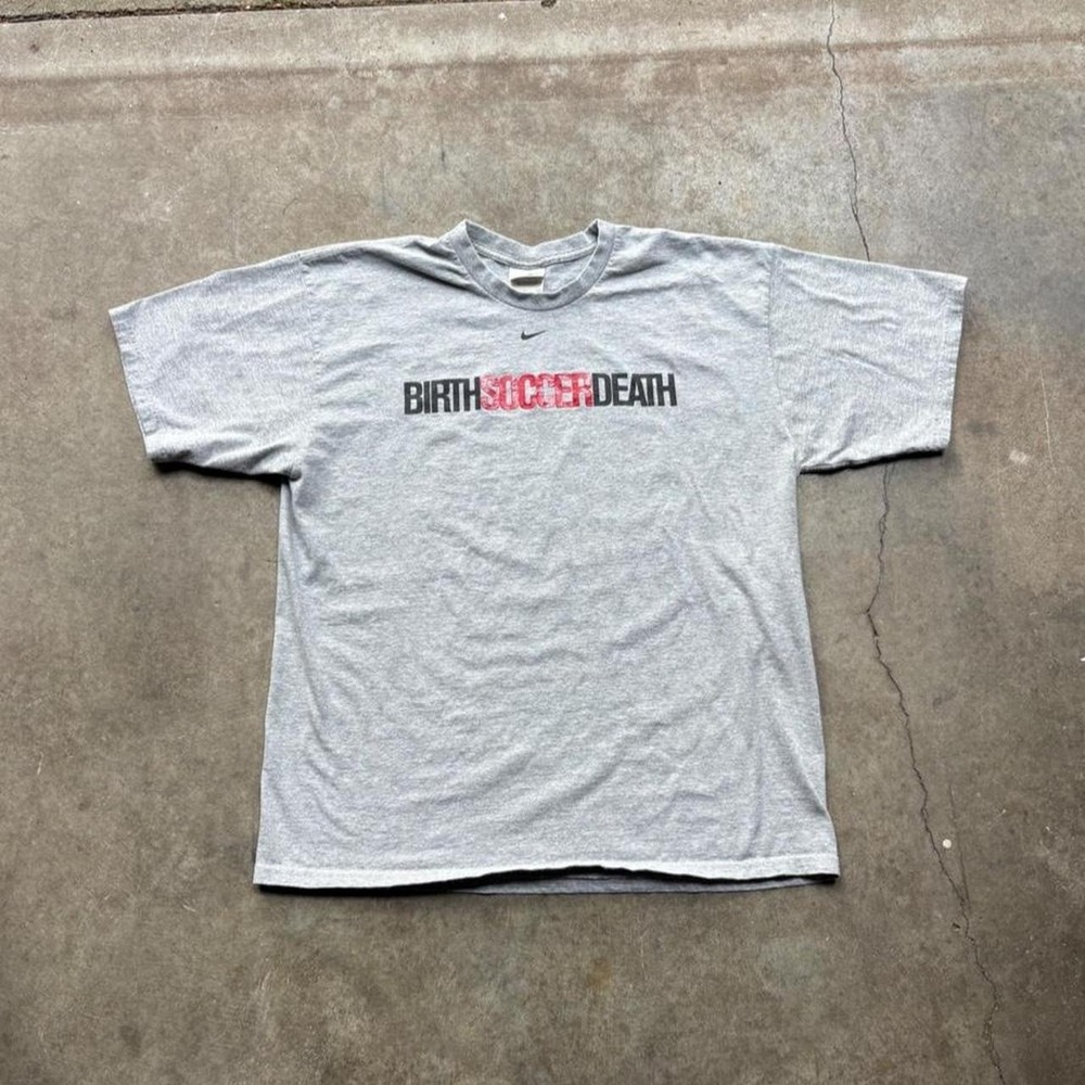 Vintage y2k Nike grey Birth Soccer Death tee Men's Size XL